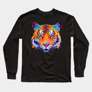 Colorful Tiger Face Long Sleeve T-Shirt